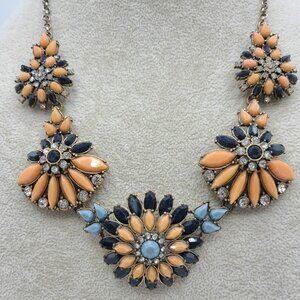 J Crew Vintage Blue Peach Resin FlowerNecklace